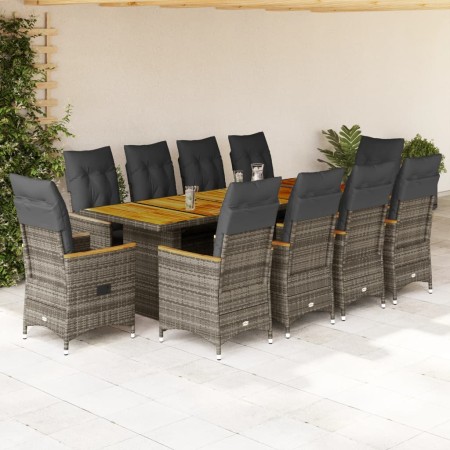 Set de mesa y sillas de jardín 11 pzas y cojines ratán PE gris von , Gartensets - Ref: Foro24-3277253, Preis: 1,00 €, Rabatt: %
