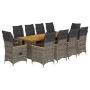 Set de mesa y sillas de jardín 11 pzas y cojines ratán PE gris von , Gartensets - Ref: Foro24-3277253, Preis: 1,00 €, Rabatt: %