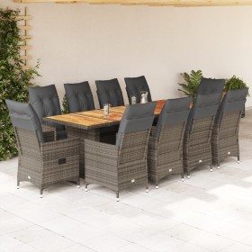 Set de mesa y sillas de jardín 11 pzas y cojines ratán PE gris von , Gartensets - Ref: Foro24-3277239, Preis: 1,00 €, Rabatt: %