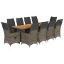 Set de mesa y sillas de jardín 11 pzas y cojines ratán PE gris von , Gartensets - Ref: Foro24-3277239, Preis: 1,00 €, Rabatt: %
