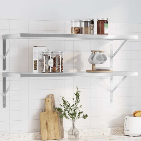 Estantes de pared 2 uds acero inoxidable plateado 100x40 cm by , Shelves and shelves - Ref: Foro24-3214502, Price: 87,39 €, D...