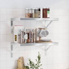 Estantes de pared 2 uds acero inoxidable plateado 50x30 cm by , Shelves and shelves - Ref: Foro24-3214509, Price: 59,24 €, Di...