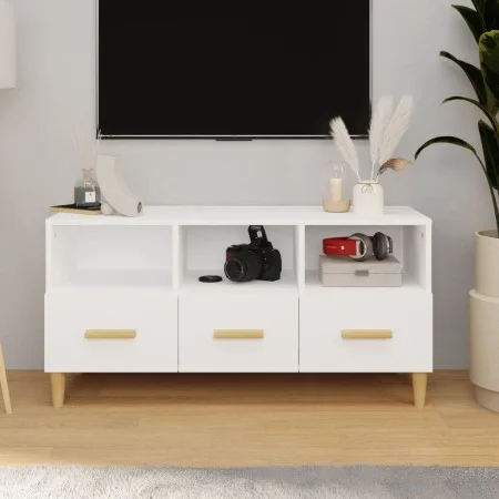 Weißer TV-Schrank aus Sperrholz, 102 x 36 x 50 cm von vidaXL, TV-Möbel - Ref: Foro24-812600, Preis: 71,18 €, Rabatt: %