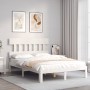 Weißer Massivholzbettrahmen mit Kopfteil 120x200 cm von vidaXL, Betten und Lattenroste - Ref: Foro24-3193592, Preis: 134,73 €...