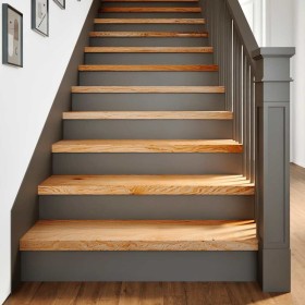 Peldaños de escalera 8 uds madera maciza roble