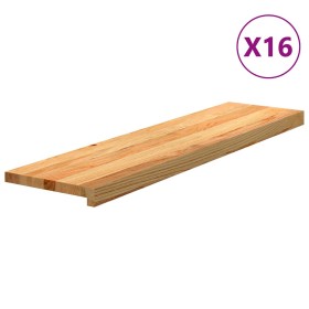 Peldaños de escalera 16 uds madera maciza roble