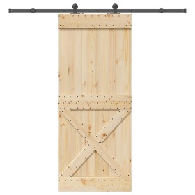 Puerta corredera con herrajes madera maciza de pino 95x210 cm by , Doors - Ref: Foro24-3332770, Price: 219,84 €, Discount: %