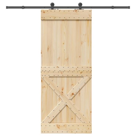 Puerta corredera con herrajes madera maciza de pino 95x210 cm by , Doors - Ref: Foro24-3332770, Price: 219,84 €, Discount: %