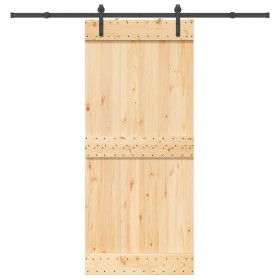 Puerta corredera con herrajes madera maciza de pino 90x210 cm by , Doors - Ref: Foro24-3332661, Price: 186,03 €, Discount: %