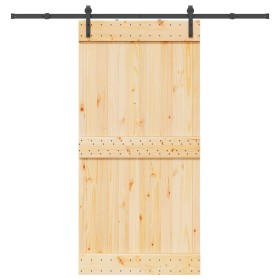 Puerta corredera con herrajes madera maciza de pino 100x210 cm by , Doors - Ref: Foro24-3332663, Price: 222,33 €, Discount: %