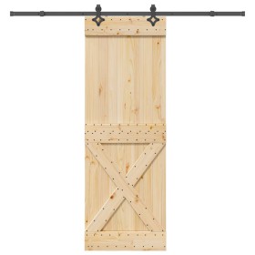 Puerta corredera con herrajes madera maciza de pino 80x210 cm von , Türen - Ref: Foro24-3332779, Preis: 190,72 €, Rabatt: %