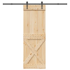 Puerta corredera con herrajes madera maciza de pino 80x210 cm von , Türen - Ref: Foro24-3332791, Preis: 181,50 €, Rabatt: %