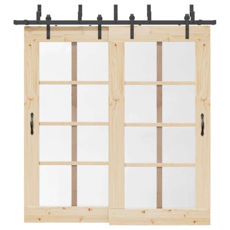 Kit de herrajes para puertas correderas acero negro 213,5 cm von , Türartikel - Ref: Foro24-3295720, Preis: 130,84 €, Rabatt: %