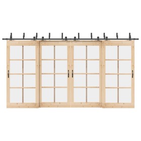 Kit de herrajes para puertas correderas acero negro 427 cm by , Door items - Ref: Foro24-3295748, Price: 247,66 €, Discount: %