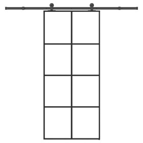 Puerta corredera con set herrajes vidrio ESG aluminio 90x205 cm de , Puertas para el hogar - Ref: Foro24-3332895, Precio: 285...