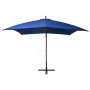 Sombrilla jardín colgante con palo madera abeto celeste 3x3 m