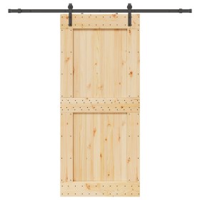 Puerta corredera con herrajes madera maciza de pino 100x210 cm by , Doors - Ref: Foro24-3332711, Price: 220,20 €, Discount: %