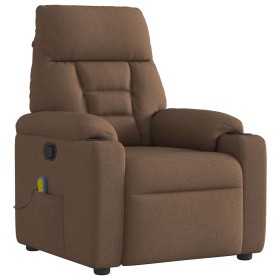 Sillón reclinable con masaje de tela marrón