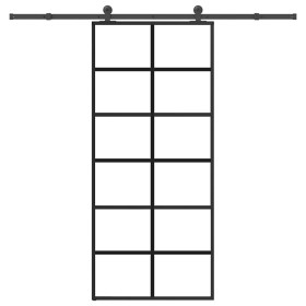 Puerta corredera con set herrajes vidrio ESG aluminio 90x205 cm by , Doors for the home - Ref: Foro24-3332843, Price: 220,20 ...