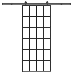 Puerta corredera con set herrajes vidrio ESG aluminio 90x205 cm by , Doors for the home - Ref: Foro24-3332855, Price: 246,97 ...