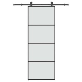 Puerta corredera con set herrajes vidrio ESG aluminio 76x205 cm von , Türen für zu Hause - Ref: Foro24-3332862, Preis: 201,33...