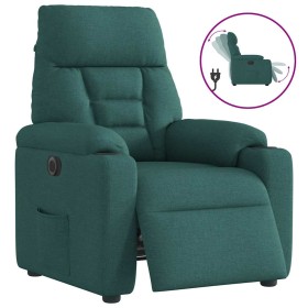 Sillón reclinable eléctrico tela verde oscuro