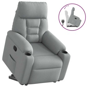 Sillón reclinable elevable de tela gris claro