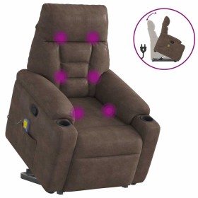 Sillón reclinable de masaje elevable tela de microfibra marrón by , Armchairs - Ref: Foro24-3303093, Price: 279,17 €, Discoun...