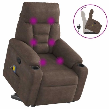 Sillón reclinable de masaje elevable tela de microfibra marrón by , Armchairs - Ref: Foro24-3303093, Price: 279,17 €, Discoun...