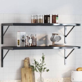 Soportes de estante 4 uds acero inoxidable negro 40x2,5x25 cm by , Shelves and shelves - Ref: Foro24-30305, Price: 28,28 €, D...