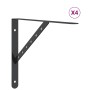 Soportes de estante 4 uds acero inoxidable negro 40x2,5x25 cm by , Shelves and shelves - Ref: Foro24-30305, Price: 28,28 €, D...
