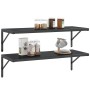 Soportes de estante 4 uds acero inoxidable negro 40x2,5x25 cm by , Shelves and shelves - Ref: Foro24-30305, Price: 28,28 €, D...