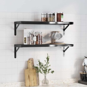 Estantes de pared 2 uds acero inoxidable negro