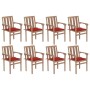 Stapelbare Gartenstühle 8 Stk. massives Teakholz mit Kissen von vidaXL, Gartenstühle - Ref: Foro24-3073439, Preis: 1,00 €, Ra...