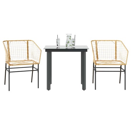 Juego de comedor jardín 3 piezas ratán sintético vidrio marrón by , Garden sets - Ref: Foro24-3334590, Price: 177,10 €, Disco...