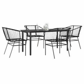 Juego de comedor jardín 5 piezas ratán sintético vidrio negro von , Gartensets - Ref: Foro24-3334586, Preis: 297,42 €, Rabatt: %