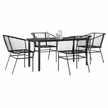 Juego de comedor jardín 5 piezas ratán sintético vidrio negro von , Gartensets - Ref: Foro24-3334586, Preis: 297,42 €, Rabatt: %