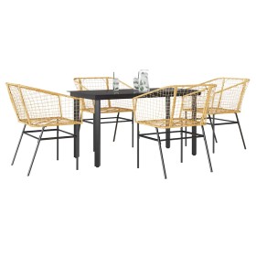 Juego de comedor jardín 5 piezas ratán sintético
