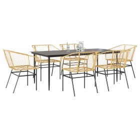 Juego de comedor de jardín 7 pzas ratán PE marrón by , Garden sets - Ref: Foro24-3334497, Price: 474,56 €, Discount: %