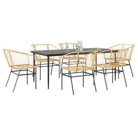 Juego de comedor de jardín 7 pzas ratán PE marrón by , Garden sets - Ref: Foro24-3334497, Price: 474,56 €, Discount: %