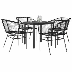 Juego de comedor jardín 5 piezas ratán sintético