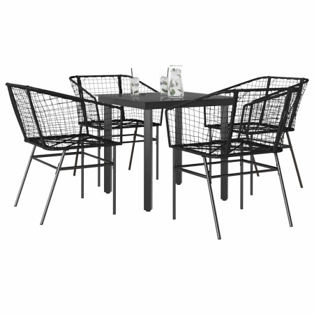 Juego de comedor jardín 5 piezas ratán sintético vidrio negro by , Garden sets - Ref: Foro24-3334584, Price: 262,09 €, Discou...