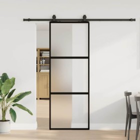 Puerta corredera con herrajes negro 76x205 cm vidrio templado von , Türen - Ref: Foro24-3375954, Preis: 222,75 €, Rabatt: %