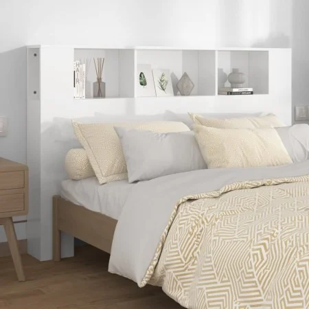 Mueble cabecero blanco brillante 160x18,5x104,5 cm de vidaXL, Cabeceros y pies de cama - Ref: Foro24-811940, Precio: 73,80 €,...