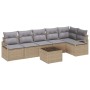Conjunto de sofá de jardín 7 pcs Beige Poliratán