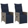 Sillas de jardín reclinables (2 unidades, con cojines), ratán sintético gris by , Garden chairs - Ref: Foro24-365670, Price: ...