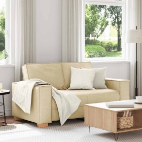Sofá de 2 plazas de tela color crema, 120 cm