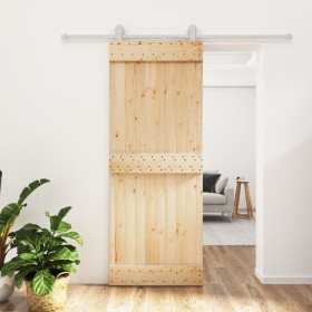 Puerta corredera con herrajes madera maciza de pino 80x210 cm de , Puertas - Ref: Foro24-3203105, Precio: 173,76 €, Descuento: %