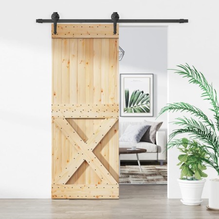 Puerta corredera con herrajes madera maciza de pino 80x210 cm von , Türen - Ref: Foro24-3203208, Preis: 165,20 €, Rabatt: %