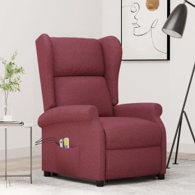 Sillón de masaje elevable tela rojo tinto